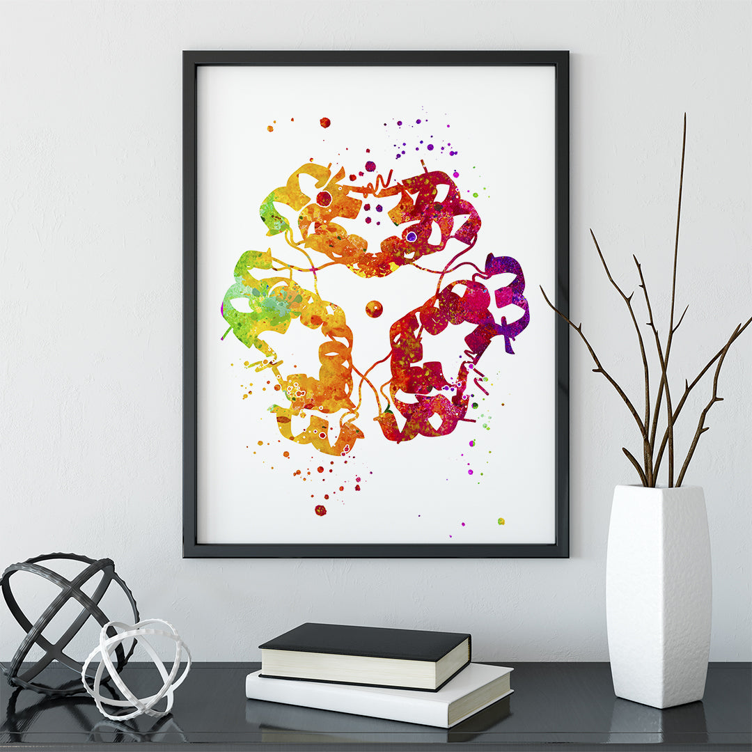 Insulin Molecule Watercolor Print Endocrinology Art