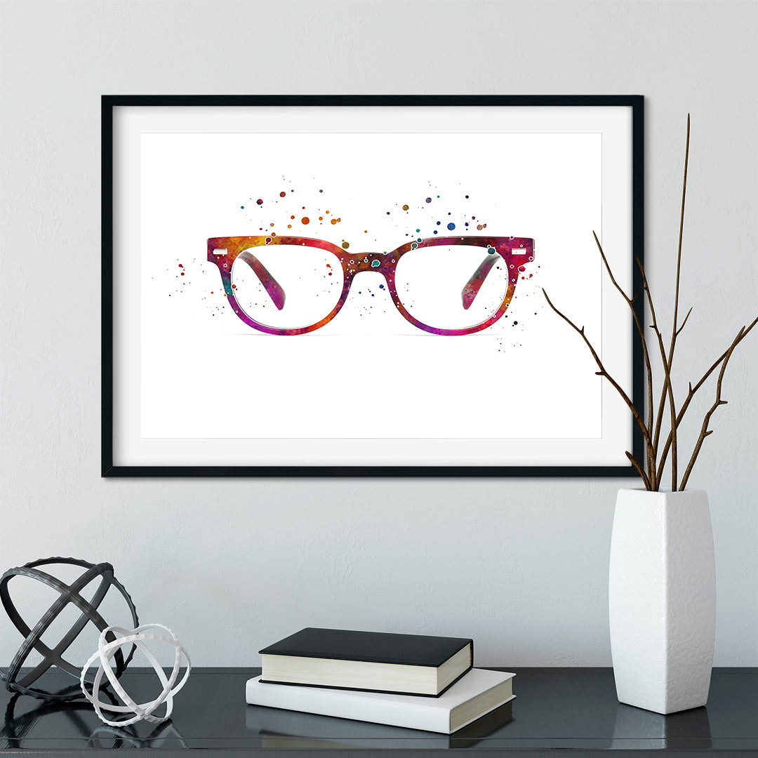 Eyeglasses Watercolor Print Optician Office Decor