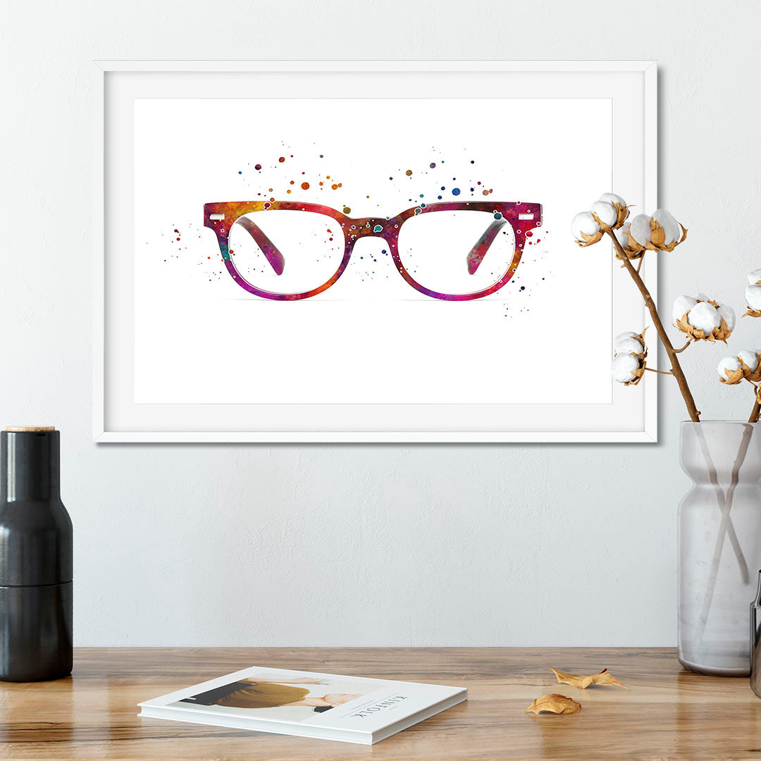 Eyeglasses Watercolor Print Optician Office Decor
