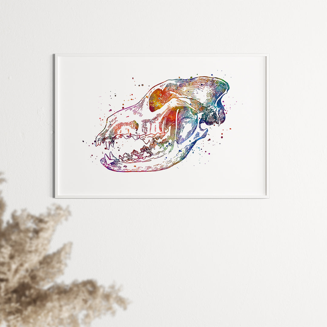 Dog Skull Anatomy Watercolor Art Print