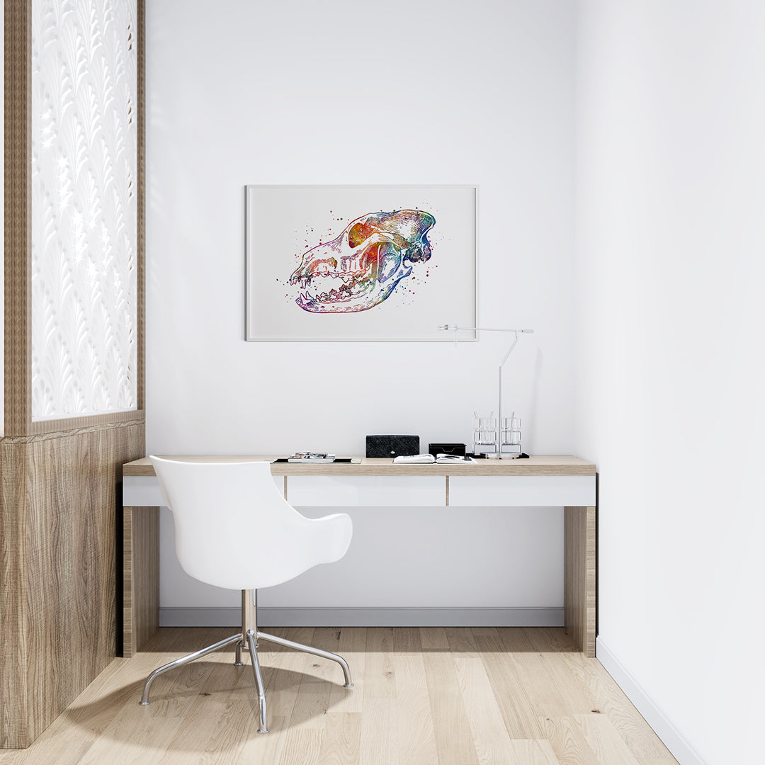 Dog Skull Anatomy Watercolor Art Print