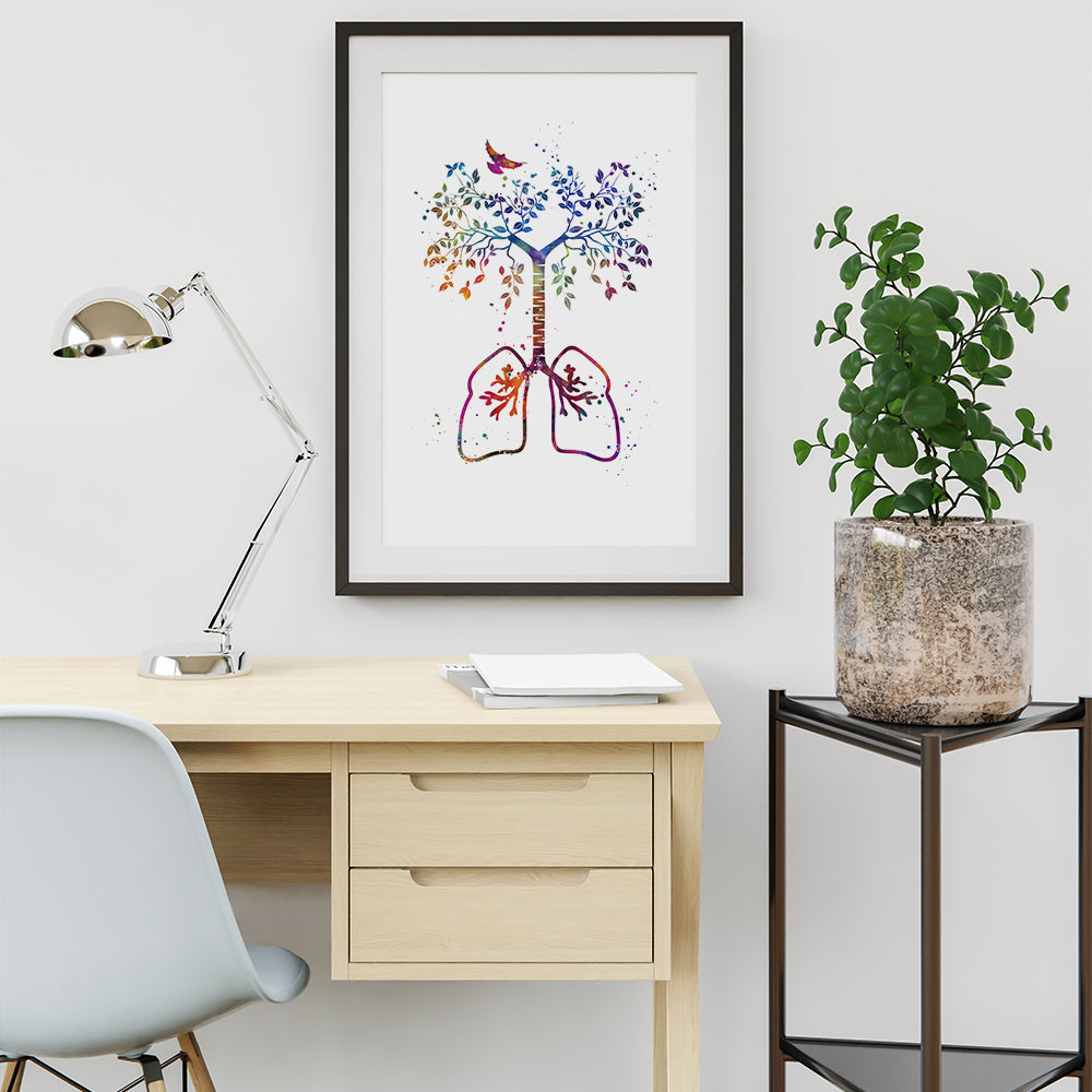 Lungs Tree of Life - Colorful Watercolor Art Print
