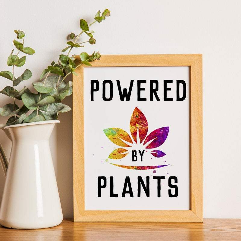 Vegan Kitchen Wall Art - Powered by Plans Watercolor Print